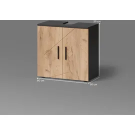 livinity Waschbeckenunterschrank 60 x 59 cm Eiche/Anthrazit
