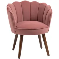 Homcom Esszimmerstuhl Küchenstuhl Polyester Gummiholz Rosa
