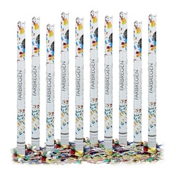 relaxdays Konfetti 10 x Party Popper 80 cm Bunt blau|gelb|rot
