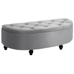 HOMCOM Aufbewahrungshocker, BxHxT: 120 x 42 x 46 cm, Gestell aus Gummibaumholz - grau