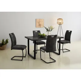 Hela Esstisch GISELLE Baumkantentisch, Küchentisch, TOPSELLER! OTTOs Choice, Kufengestell Metall, Industrial Design, 140 - 200 cm Breite, 2 Farben grau 140 cm x 76 cm x 90 cm