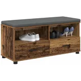 vidaXL Flurbank mit Kissen mit Schubladen 100 x 38 x 46 cm Altholz