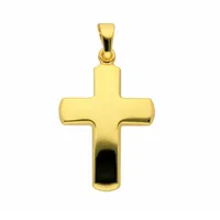 Kreuzkette ADELIA ́S "Halskette - Kreuzkette mit Kreuz Anhänger aus 585 Gold", gold, Halsketten, Damen, Gelbgold 585 Gold, Gelbgold 585, Gold, Kreuzkette, Schmuckset mit bis 45 cm stufenlos verstellbarer 925 Silber Halskette