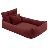 Juelle Orthopädisches Hundebett Kunstleder Hundesofa mit Orthopädischer Matratze für Große Hunde Abnehmbarer Bezug, Maschinenwaschbar, Hugo L-XXL (100x80 cm, Bordeaux)