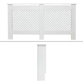 ECD Germany Heizkörperverkleidung Wabenmuster 152x19x82 cm Weiß MDF lackiert