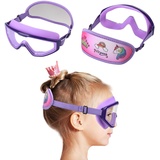 RUIGAO Kinder-Schwimmbrille, Alter 3–12 Jahre, Kleinkindbrille, kein Verheddern, Kinder-Schwimmmaske/Bungee-Riemen/weiches Band (Kindermaske, lila Prinzessin)