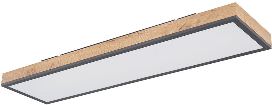 Deckenleuchte Designleuchte Deckenlampe Wohnzimmerleuchte Küche, Holzoptik weiß opal graphit, 1x LED 24 Watt 1500 Lumen warmweiß, HxLxB 6,5x80x20 cm