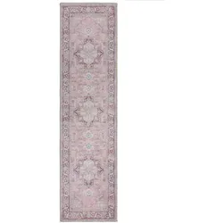 Kadima Design Maschinenwaschbarer Traditioneller Vintage-Teppich aus recycelten Fasern, rutschfest - `Hald`. Farbe: Rosa, 60x230 cm