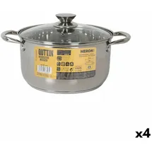 Quttin Topf mit Glasabdeckung Quttin New neron Stahl 10 L (4 Stück)