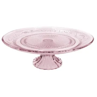 NaDeco Tortenplatte Glas mit Fuß, in Zwei Farben und 3 Größen wählbar | Tortenständer | Glas Servierplatte für Kuchen & Torten | Kuchenplatte zum Dekorieren, Farbe:Rosa, Größe:Ø18xH7.5cm