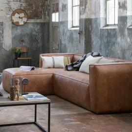 Leven Eckcouch Leder 3-Sitzer Braun