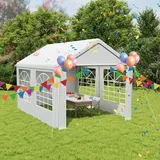 NAIZY Partyzelt 3x4 m Pavillon mit Wasserdicht Dach & Abnehmbaren Seitenwänden Gartenpavillon Stabil Winterfest Gartenzelt aus PE-Gewebe & Metall Rohr Familienzelt, Weiß