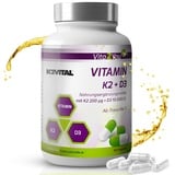 Vita2You Vitamin D3 + K2-180 Kapseln - Vitamin D3 10.000 IE + Vitamin K2 (MK-7) 200μg - Original K2VITAL® von Kappa - Premium Qualität