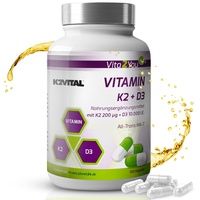 Vita2You Vitamin D3 + K2-180 Kapseln - Vitamin D3 10.000 IE + Vitamin K2 (MK-7) 200μg - Original K2VITAL® von Kappa - Premium Qualität