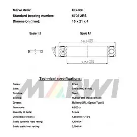 Marwi Rillenkugellager 6702 Union CB-080 15 x 21 x 4 mm