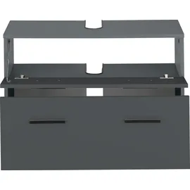 INOSIGN Waschbeckenunterschrank INOSIGN "Skara", grau (anthrazit, anthrazit), B:80cm H:55cm T:35cm, Holzwerkstoff, Schränke, Waschbeckenunterschrank, mit Klappe und Schubkasten, schwarze Griffe, Breite 80 cm, Höhe 55 cm