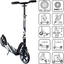 muuwmi Aluminium Scooter Pro 230/205 mm schwarz-grau EINHEITSGRÖSSE