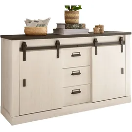 furn.design Sideboard 162 x 91 x 43 cm Weiß / Anthrazit