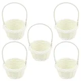 LNQ LUNIQI 5 Stück korb Klein Weiss Korb für Blumen Geflochtener Korb Set Kinder Blumenkörbchen Weidenkorb für Hochzeit Party