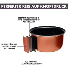 Reishunger Basis Reiskocher 1,2l schwarz mit keramikbeschichtetem Topf