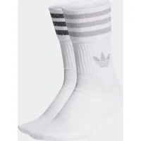 adidas Mid-Cut Glitter Crew Socken, 2 Paar White / Grey Two / Black 43-45
