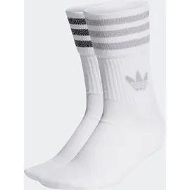 adidas Mid-Cut Glitter Crew Socken, 2 Paar White / Grey Two / Black 43-45