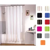 MSV Anti-Schimmel Duschvorhang - Anti-Bakteriell, waschbar, wasserdicht, mit 12 Duschvorhangringen - Polyester, „Weiß“ 180x200cm