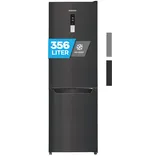 Heinrich ́s Kühlgefrierkombination mit 356L Mega Gesamtvolumen, 260L Kühlvolumen 96L Gefriervolumen,LED Beleuchtung,Türanschlag wechselbar,leise 37dB, Kühlschrank mit großen Tiefkühlboxen(schwarz-inox)