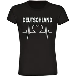 multifanshop Damen T-Shirt - Deutschland - Herzschlag - Druck weiß - Frauen