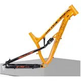 HIMALO Mountainbike-Federungsrahmen 27.5er Softtail MTB-Rahmen 17'' Aluminium-Legierung Scheibenbremse Rahmen QR 135mm DH/XC/AM Mit Hinterraddämpfer(Color:Orange)