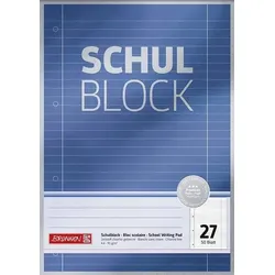 BRUNNEN 1052627 Block Premium „Schulblock“ A4 liniert, mit Randlinie innen und außen, Lin. 27