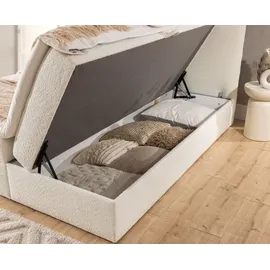 Fun Möbel Boxspringbett Schlafzimmerbett BINETA 180x200cm Stoff Coral Grau - Grau