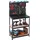 Relaxdays Werkbank, HBT: 155x80,5x41 cm, 3 Ebenen, mit Lochwand, Ablage & Zubehör, Stahl & MDF, Werkstattregal, schwarz