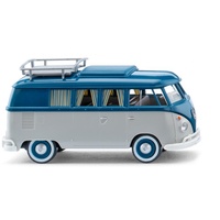 Wiking 079742 H0 PKW Modell Volkswagen T1 Campingbus, achatgrau/grünblau