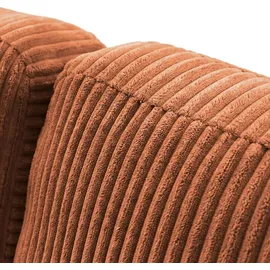 WFL GROUP Ecksofa Cora mit Schlaffunktion & Stauraum, Universell Rechts/Links, Orange Kupfer Cord Chenille 260/82/160 cm