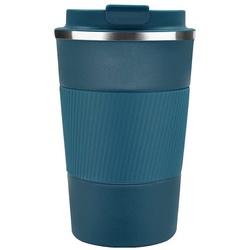 GelldG Becher Kaffeebecher aus Edelstahl, Thermobecher mit Gummierte Manschette blau