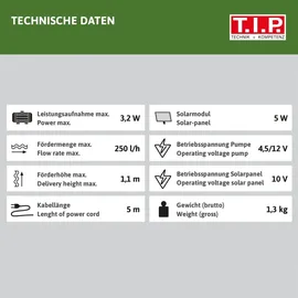 T.I.P. Solar-Teichpumpe SPS 250/6