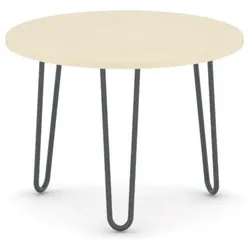 Konferenztisch rund SPIDER, Durchmesser 60 cm, schwarzes Fußgestell, Platte Birke