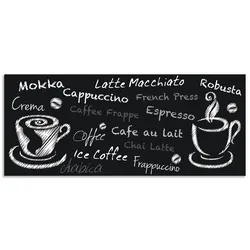 Küchenrückwand ARTLAND "Kaffee. Designelemente auf einer Tafel", schwarz, B:120cm H:50cm, Aluminium, Spritzschutzwände, Alu Spritzschutz mit Klebeband, einfache Montage
