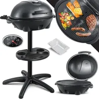 Kesser - Elektrogrill 2in1, elektrischer Tischgrill, Standgrill mit Deckel, max. 2400Watt, Thermometer, Antihaftbeschichtung, xxl Grillplatte, Schwarz