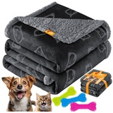 Lovpet wasserdichte Hundedecke, Sherpa Fleece Haustier Decke + 3x Spielzeugknochen, maschinenwaschbar, beidseitiger Sofabezug-Schutz