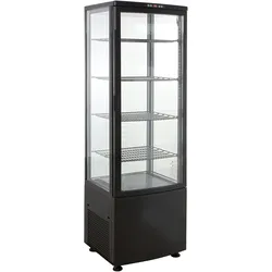 GastroHero Kühlvitrine ECO – 235 Liter, schwarz, mit LED-Beleuchtung, 4 höhenverstellbaren Rosten, energiesparend, ideal für Gastronomie & Verkauf