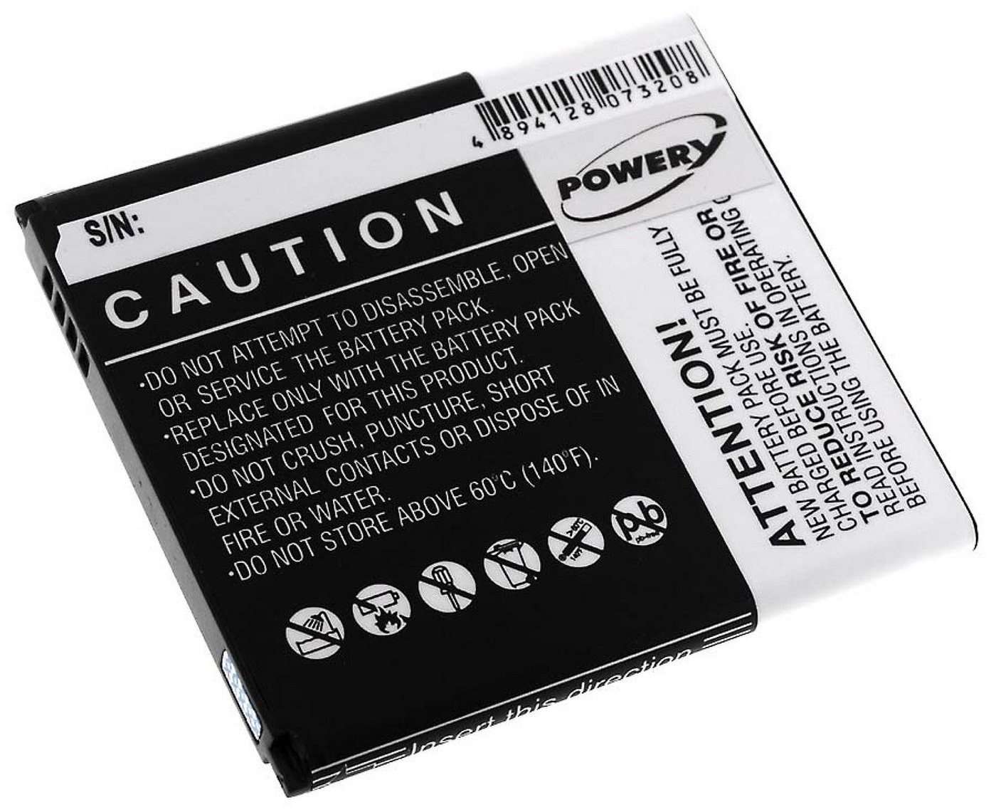 Powery Akku für Samsung GT-I9515 mit NFC-Chip Smartphone-Akku 2600 mAh (3.7 V) schwarz