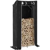 vidaXL Brennholzregal mit Regenschutz 100x40x200 cm Verzinkter Stahl - Schwarz