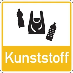 Aufkleber Abfallkennzeichen, gelb - 100 x 100 mm Folie selbstklebend