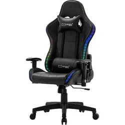 ML-Design Gamingstuhl mit RGB Beleuchtung & Bluetoothboxen Schwarz aus Kunstleder