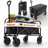 Onbest Bollerwagen PREMIUM Handwagen faltbar mit Schutzabdeckung, Wasserdicht, 61 Liter, Pop Up, bis 80kg schwarz