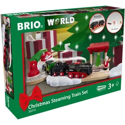 Spielzeug-Eisenbahn BRIO "BRIO WORLD, Batterie-Dampflok Weihnachts-Set" Spielzeugfahrzeuge bunt Kinder FSC- schützt Wald - weltweit