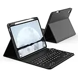 KVTVOU Tastatur Hülle für iPad 11. Generation 2025 A16, iPad 10. Generation 2022 10,9 Zoll, Weiche TPU Hülle mit Stifthalter, Abnehmbarer Bluetooth Tastatur QWERTZ Layout, Schwarz