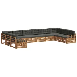 vidaXL Sofagarnitur 10-tlg. Natur/Anthrazit Massivholz Akazie